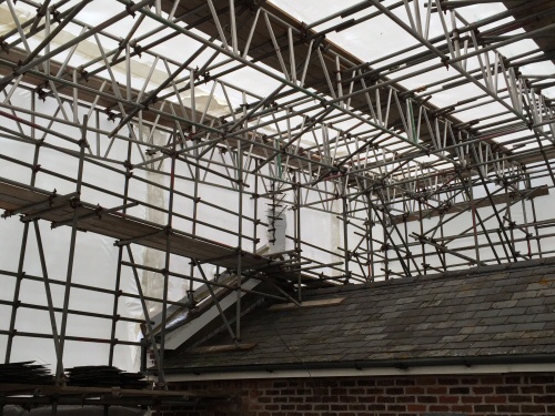 Large temporary roof to enable the conversion of a single storey to two floors at a Preston property
